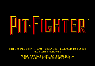 Pit-Fighter Title Screen
