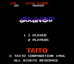 Arkanoid Title Screen