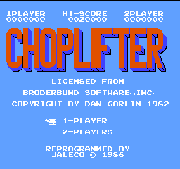 Choplifter Title Screen