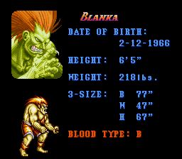 Super Street Fighter II: Turbo - Blanka Move List 