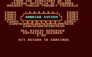 Barrier-System Title Screen