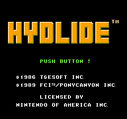 Hydlide Title Screen